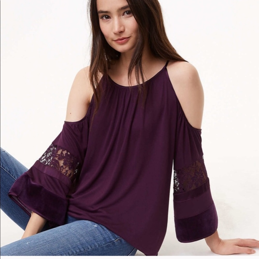 NWT LOFT Cold Shoulder Purple Top